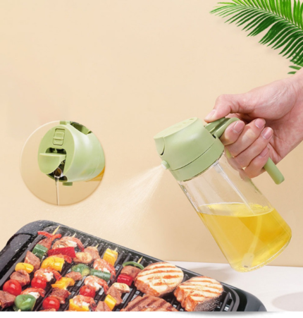 2 In 1 Oil Sprayer Bottle Kitchen Tool For Cooking Baking BBQ Easy Spray And Convenient Use - 400ML